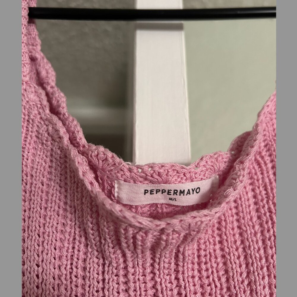 Peppermayo Long Sleeve Ribbed Maxi Dress in Pink, Orange, Cream - Picture 2 of 6
